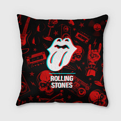 Подушка квадратная Rolling Stones rock glitch, цвет: 3D-принт