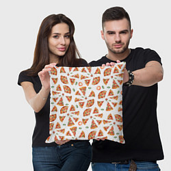 Подушка квадратная Кусочки пиццы - паттерн на белом, цвет: 3D-принт — фото 2