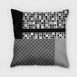 Подушка квадратная Черно-белый лоскутный узор-пэчворк, цвет: 3D-принт