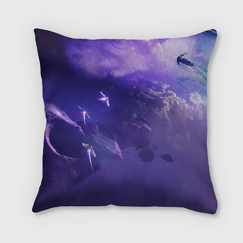 Подушка квадратная Фиолетовый необъятный космос / 3D-принт – фото 2