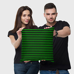 Подушка квадратная Черно-зеленые полосы, цвет: 3D-принт — фото 2