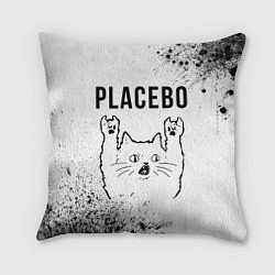 Подушка квадратная Placebo рок кот на светлом фоне, цвет: 3D-принт