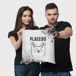 Подушка квадратная Placebo рок кот на светлом фоне, цвет: 3D-принт — фото 2