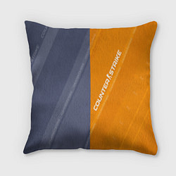 Подушка квадратная Counter Strike 2 Blue Orange Pattern, цвет: 3D-принт
