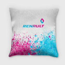 Подушка квадратная Renault neon gradient style: символ сверху, цвет: 3D-принт