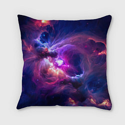 Подушка квадратная Небула в космосе в фиолетовых тонах - нейронная се, цвет: 3D-принт