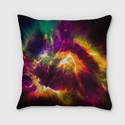 Подушка квадратная Небула в космосе разноцветная - нейронная сеть, цвет: 3D-принт