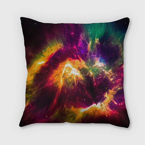 Подушка квадратная Небула в космосе разноцветная - нейронная сеть / 3D-принт – фото 2