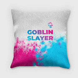 Подушка квадратная Goblin Slayer neon gradient style: символ сверху, цвет: 3D-принт