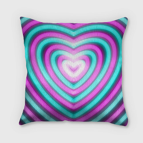 Подушка квадратная Неоновые сердца / 3D-принт – фото 2