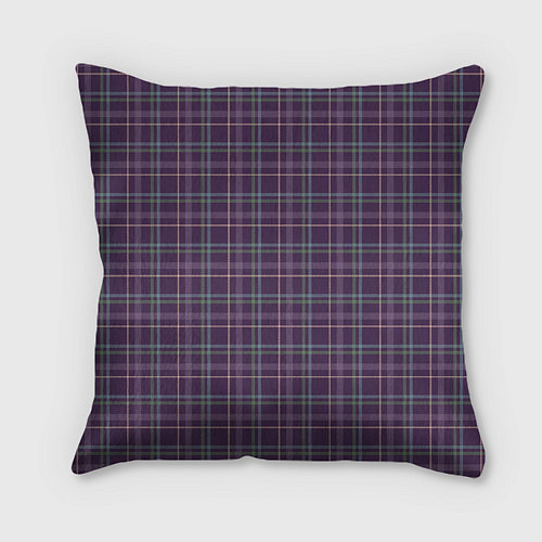 Подушка квадратная Джентльмены Шотландка темно-фиолетовая / 3D-принт – фото 2