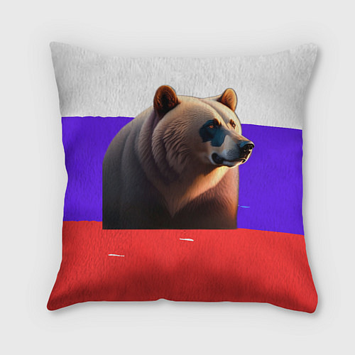Подушка квадратная Медведь на флаге России / 3D-принт – фото 2