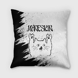 Подушка квадратная Maneskin рок кот на светлом фоне, цвет: 3D-принт