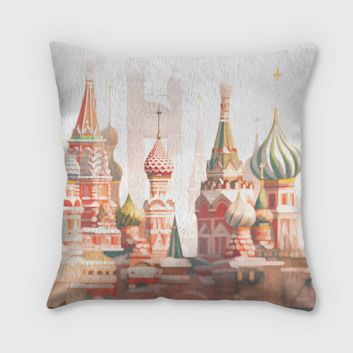 Подушка квадратная Девушка в кокошнике с косой - кремль / 3D-принт – фото 2
