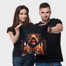Подушка квадратная Кицунэ на фоне храма - пагоды, цвет: 3D-принт — фото 2