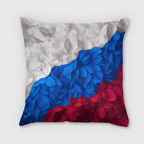 Подушка квадратная Флаг России из цветов / 3D-принт – фото 2