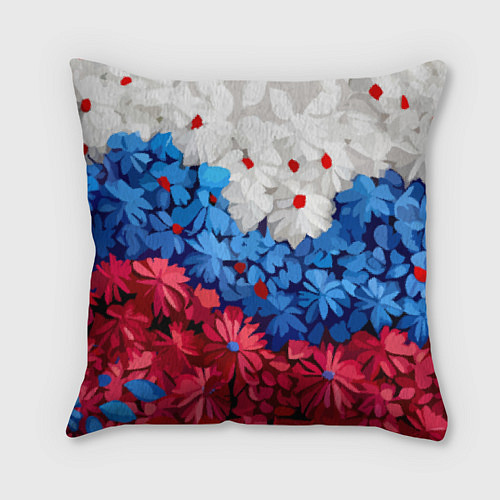 Подушка квадратная Флаг РФ из цветов / 3D-принт – фото 2