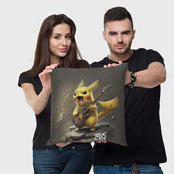 Подушка квадратная Pikachu rock, цвет: 3D-принт — фото 2