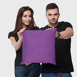 Подушка квадратная Сиреневого цвета с узорами, цвет: 3D-принт — фото 2