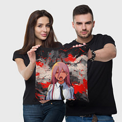 Подушка квадратная Демон Пауэр - Человек бензопила, цвет: 3D-принт — фото 2