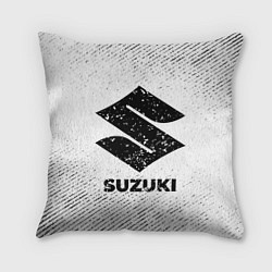 Подушка квадратная Suzuki с потертостями на светлом фоне, цвет: 3D-принт
