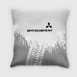 Подушка квадратная Mitsubishi speed на светлом фоне со следами шин: с, цвет: 3D-принт