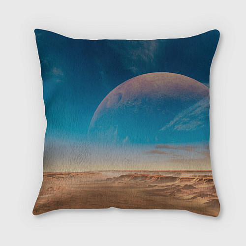 Подушка квадратная Пустыня и очертания планеты / 3D-принт – фото 2