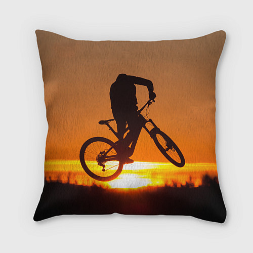Подушка квадратная Велосипедист на закате / 3D-принт – фото 2