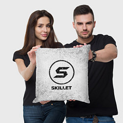 Подушка квадратная Skillet с потертостями на светлом фоне, цвет: 3D-принт — фото 2