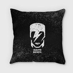 Подушка квадратная David Bowie с потертостями на темном фоне, цвет: 3D-принт