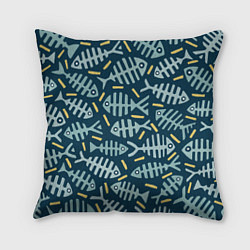 Подушка квадратная Рыбы скелетоны, цвет: 3D-принт
