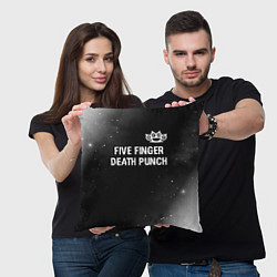 Подушка квадратная Five Finger Death Punch glitch на темном фоне: сим, цвет: 3D-принт — фото 2