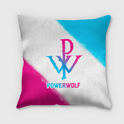 Подушка квадратная Powerwolf neon gradient style, цвет: 3D-принт