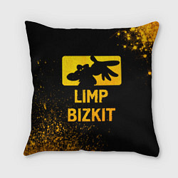 Подушка квадратная Limp Bizkit - gold gradient, цвет: 3D-принт