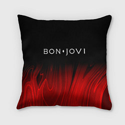Подушка квадратная Bon Jovi red plasma, цвет: 3D-принт