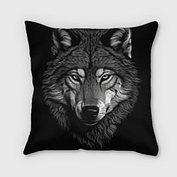 Подушка квадратная Спокойный уверенный волк, цвет: 3D-принт