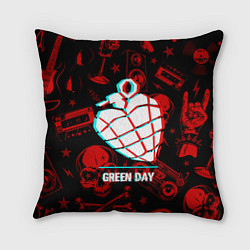 Подушка квадратная Green Day rock glitch, цвет: 3D-принт