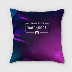 Подушка квадратная Watch Dogs gaming champion: рамка с лого и джойсти, цвет: 3D-принт