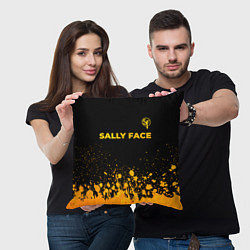 Подушка квадратная Sally Face - gold gradient: символ сверху, цвет: 3D-принт — фото 2