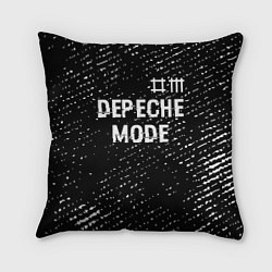 Подушка квадратная Depeche Mode glitch на темном фоне: символ сверху, цвет: 3D-принт