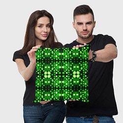Подушка квадратная Ярко-зелёный точечный узор, цвет: 3D-принт — фото 2