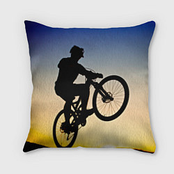 Подушка квадратная Прыжок велосипедиста, цвет: 3D-принт