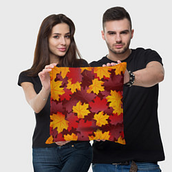 Подушка квадратная Кленовые листья паттерном, цвет: 3D-принт — фото 2