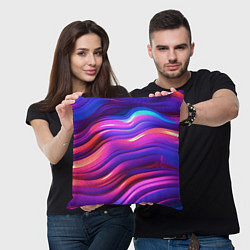Подушка квадратная Неоновые волны, цвет: 3D-принт — фото 2