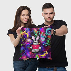 Подушка квадратная Кролик в футболке, цвет: 3D-принт — фото 2