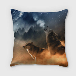 Подушка квадратная Волки на севере, цвет: 3D-принт