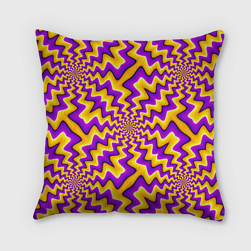 Подушка квадратная Желто-фиолетовая иллюзия вращения / 3D-принт – фото 2