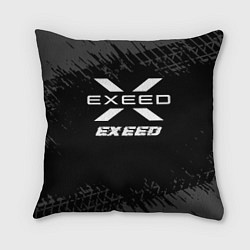 Подушка квадратная Exeed speed на темном фоне со следами шин, цвет: 3D-принт