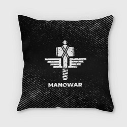 Подушка квадратная Manowar с потертостями на темном фоне, цвет: 3D-принт