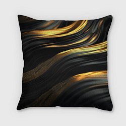 Подушка квадратная Золотистые волны, цвет: 3D-принт